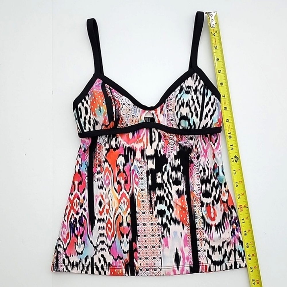 Seafolly Beach Women's Gypsy Nectarine Tankini Top White Pink Black Trim 6 - Picture 15 of 16